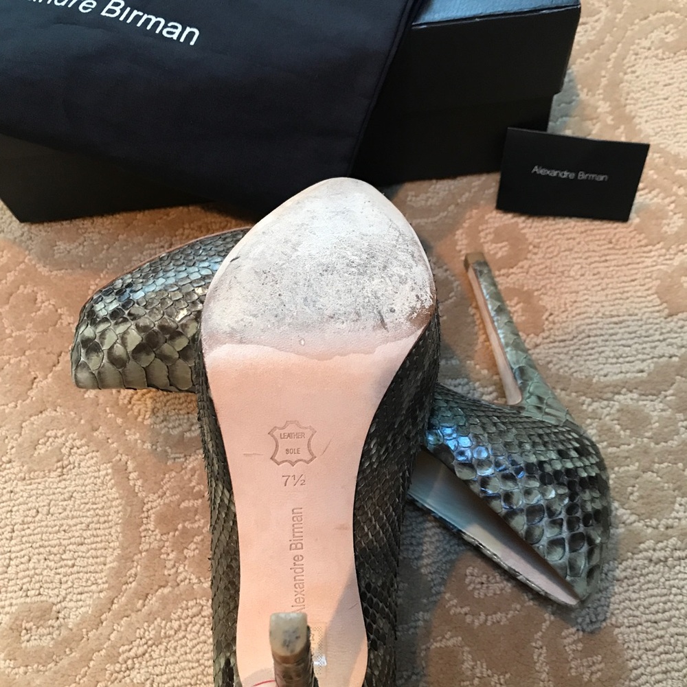 Alexandre Birman Authentic Python Olive Pumps - image 5